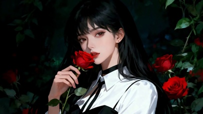 梦幻玫瑰花海美女