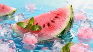 夏天西瓜冰块