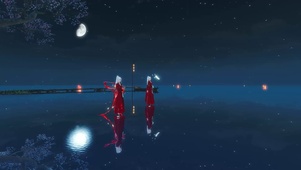 红衣月下