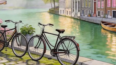 护眼树木河流带鱼屏