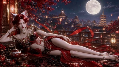 月夜古风红狐女神