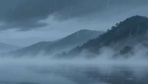 烟雨朦胧山水