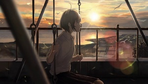 夕阳秋千少女