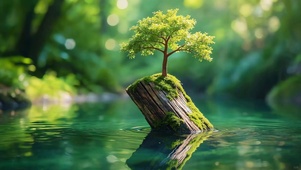 湖面小树