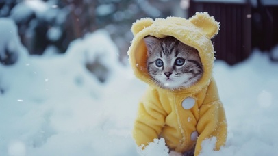 雪中萌猫咪
