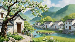 小清新青山小镇