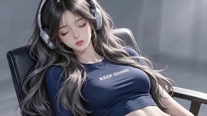 赛隙小憩的电竞女孩
