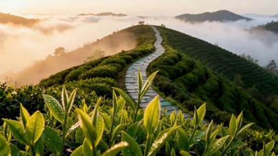云海茶山晨雾日出