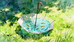 雨伞中的小鱼