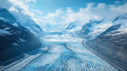 俯瞰蓝天阳光冰川雪山