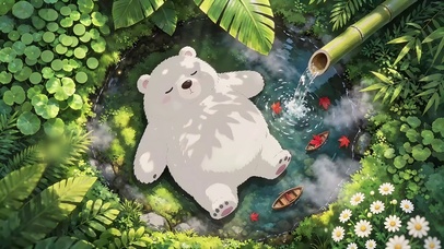 树荫下纳凉的白熊