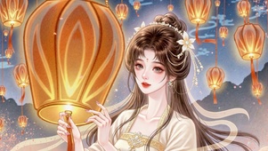 古风华灯素裙女孩