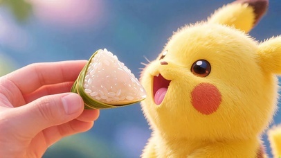 超萌吃粽子的皮卡丘