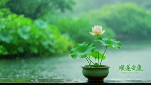 雨天禅意荷叶荷花