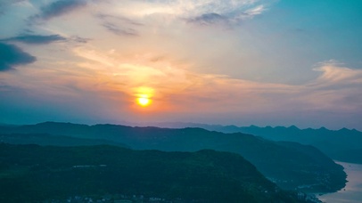 4K唯美山间日落夕阳晚霞风光