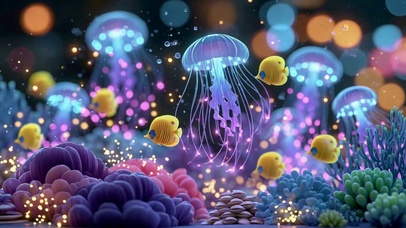 梦幻发光水母海底世界