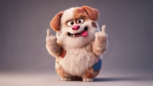 萌犬比心