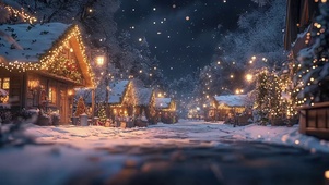 圣诞夜幕温馨小镇风景