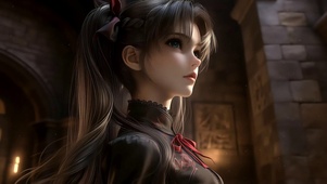 古堡双马尾少女