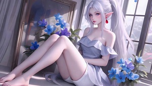 窗前精灵少女