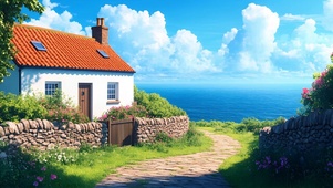 唯美湖边小屋