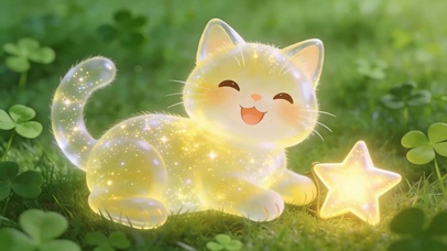 可爱草丛星星猫咪