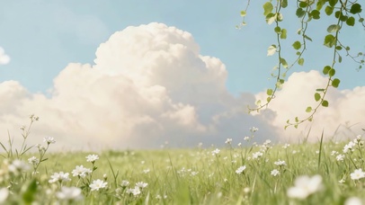青空云团白花绿野治愈闲境小清新