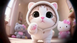 敲镜头的呆萌小猫