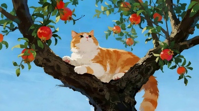 石榴树上猫咪