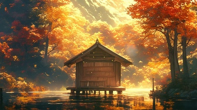 枫林湖畔山谷木屋