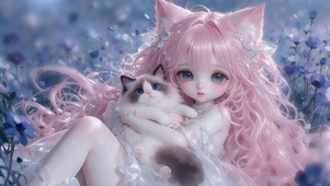 治愈软萌粉发猫耳萝莉