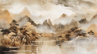 古风山水 唯美插画