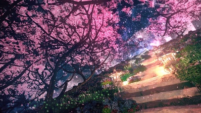 4K唯美樱花星空路道