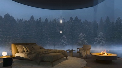 树林别墅雪天房间