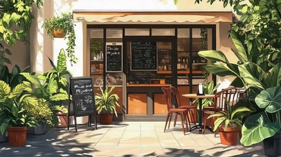 绿色夏日静谧植物商店