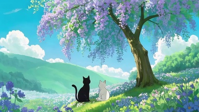 树下看风景的猫咪