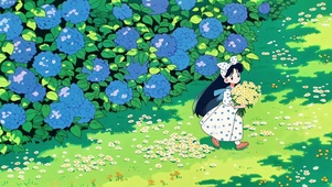 绣球花径的捧花少女