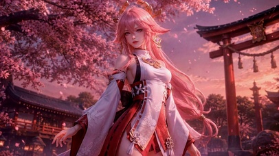 樱花神社粉发美少女