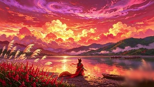 夕阳湖畔赤狐少年