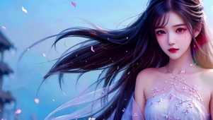 纯情长发美少女
