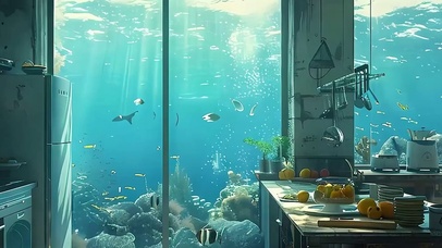 海底房间带鱼屏