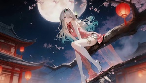 月光下长腿女孩