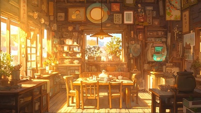 阳光温馨小屋插画