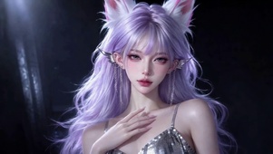 紫发狐耳二次元美少女