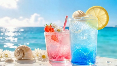 夏日海边清新冰饮