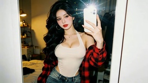 治愈拍照的女孩