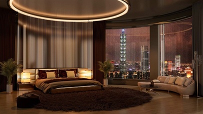 夜雨豪华都市房间