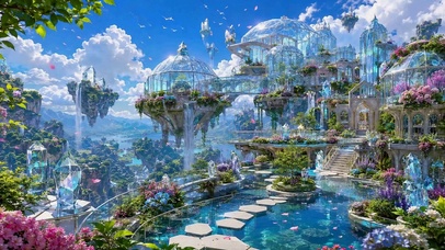 梦幻浮空水晶花园城堡