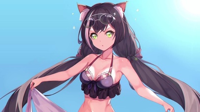 美少女泳装美女比基尼泳装壁纸封面图公主连结 黑猫凯露壁纸于2020-08