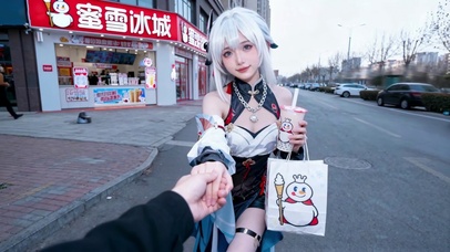银发动漫COSPLAY奶茶少女